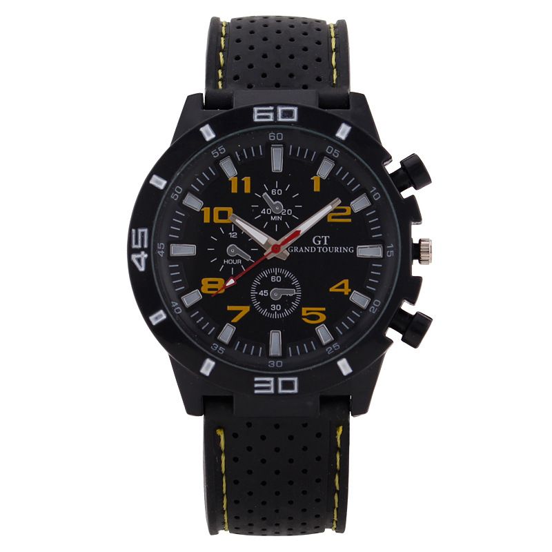Sporty Black Silicone - Strap Men's Chronograph Wristwatches in Multiple Color - Accent Designs