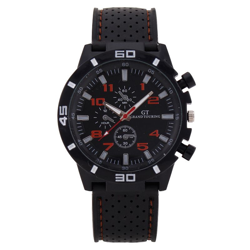 Sporty Black Silicone - Strap Men's Chronograph Wristwatches in Multiple Color - Accent Designs