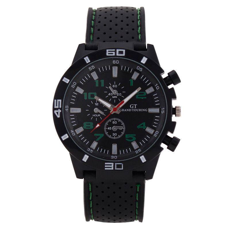 Sporty Black Silicone - Strap Men's Chronograph Wristwatches in Multiple Color - Accent Designs