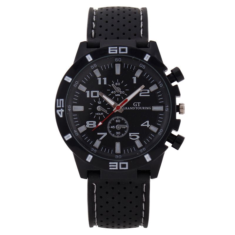 Sporty Black Silicone - Strap Men's Chronograph Wristwatches in Multiple Color - Accent Designs