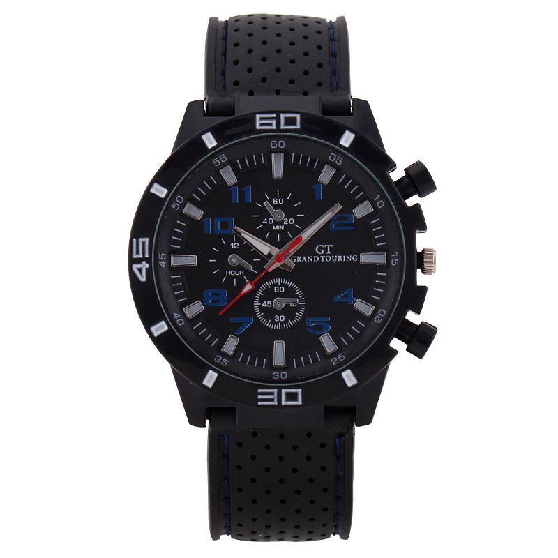 Sporty Black Silicone - Strap Men's Chronograph Wristwatches in Multiple Color - Accent Designs
