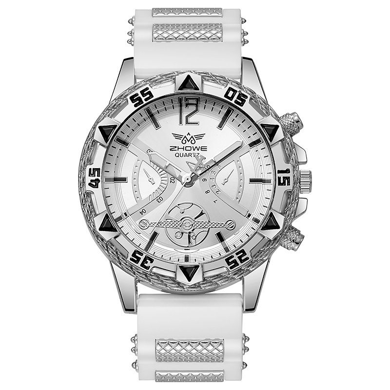 Sleek White Stainless Steel Chronograph Watch for Stylish Men
