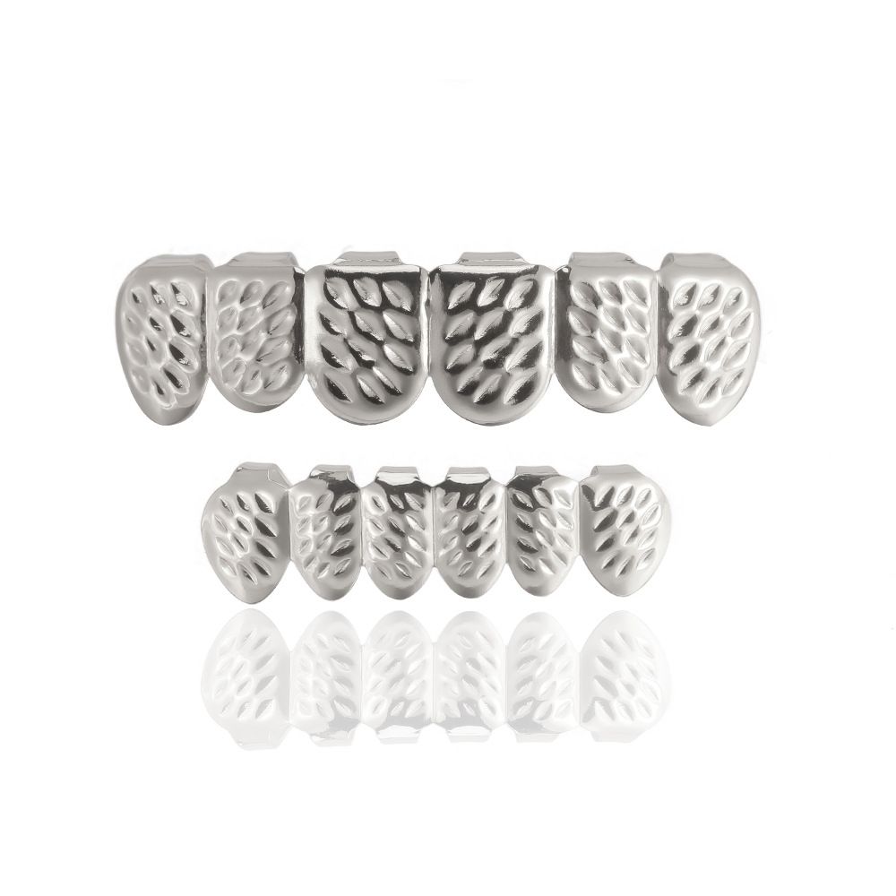 Exquisite Patterned Grillz, Multi - Color Options (Silver/Gold/Rose Gold/Black), Cool Teeth Accessories for Hip - Hop Lovers