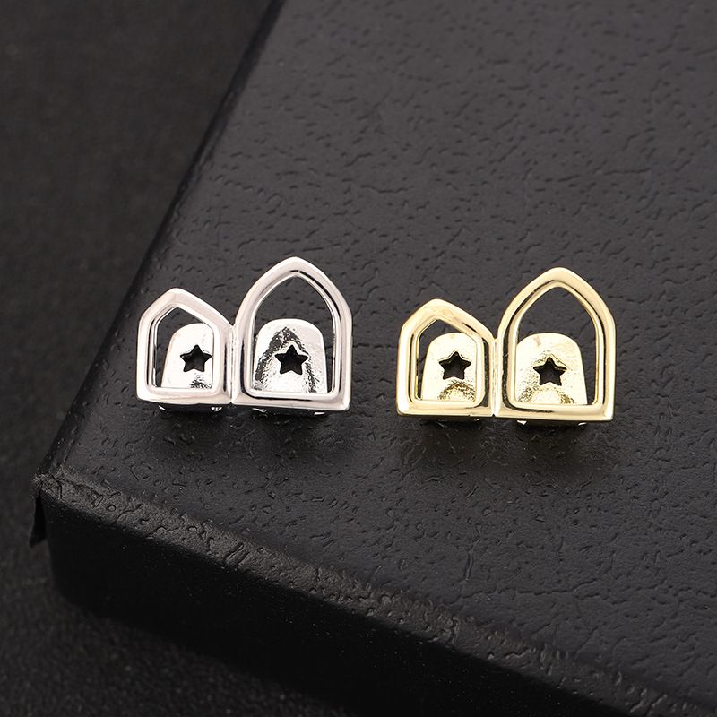 gold teeth silver teeth Sparkling Star Design Gold/Silver Grillz Caps for Men/Women