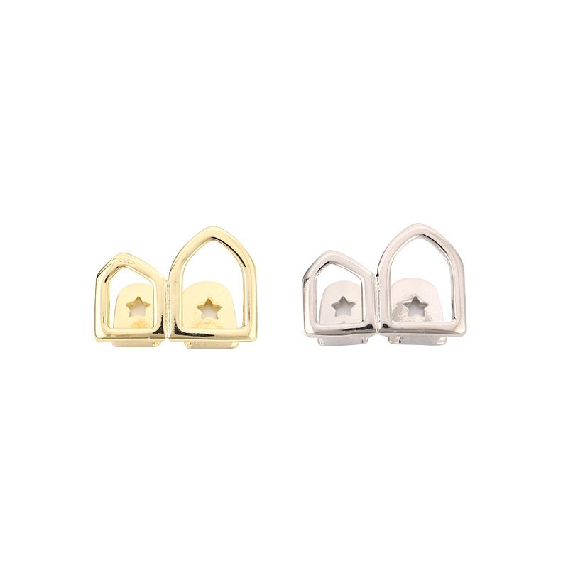 gold teeth silver teeth Sparkling Star Design Gold/Silver Grillz Caps for Men/Women