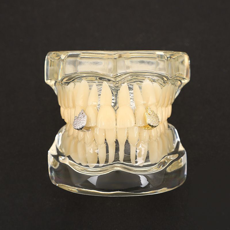 gold teeth silver teeth Dazzling Heart Shape Grillz Gold Silver Iced Out Grillz for Women/Men