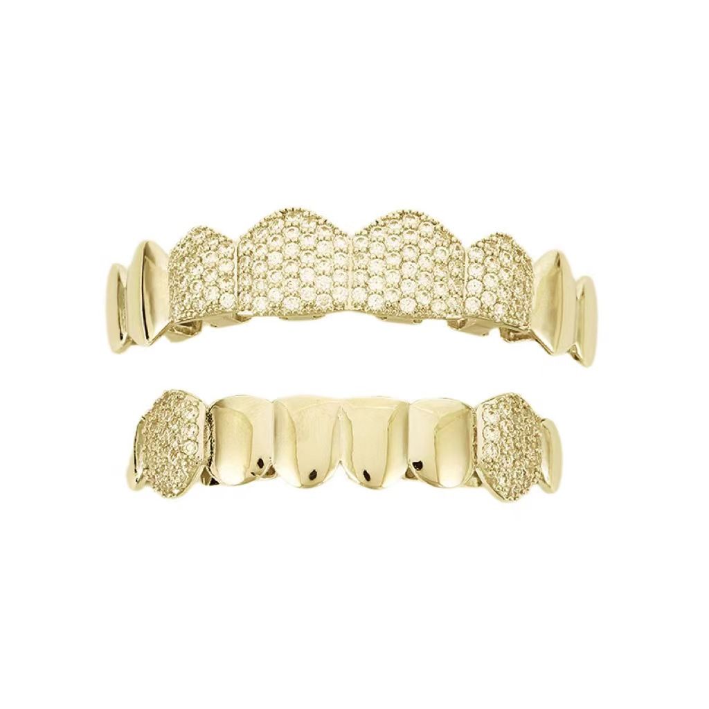 gold teeth silver teeth Dazzling Gold/Silver Plated Grillz - Hip Hop Jewelry - For Men/Women/Parties