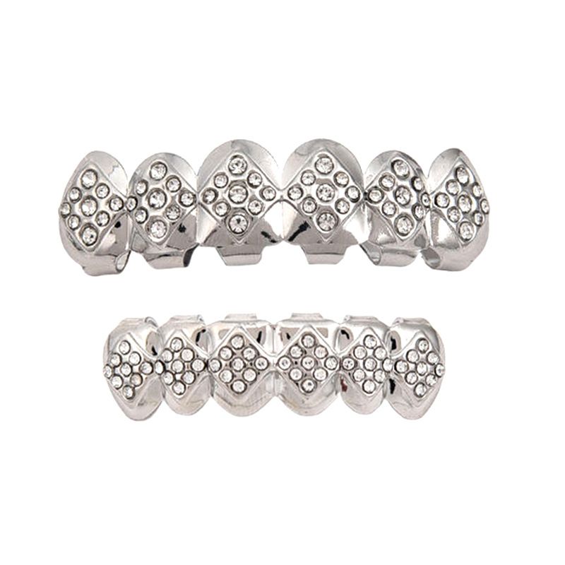 gold teeth silver teeth Golden Diamond Iced Out Grillz Set for Men/Women Hip Hop Jewelry
