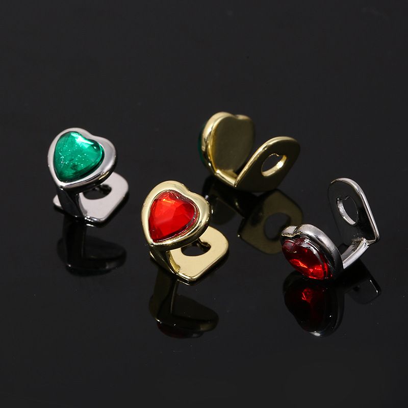 gold teeth silver teeth Stylish Heart Gem Grillz Top Bottom for Men
