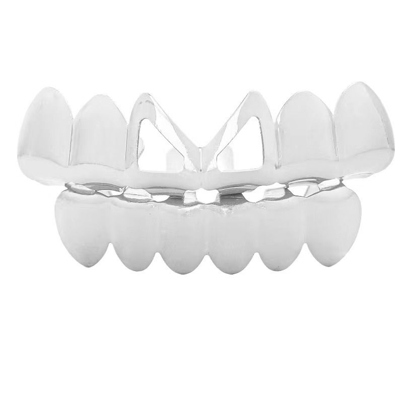 gold teeth silver teeth Bold Black Gold Iced Out Grillz for Hip Hop
