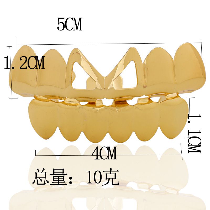 gold teeth silver teeth Bold Black Gold Iced Out Grillz for Hip Hop