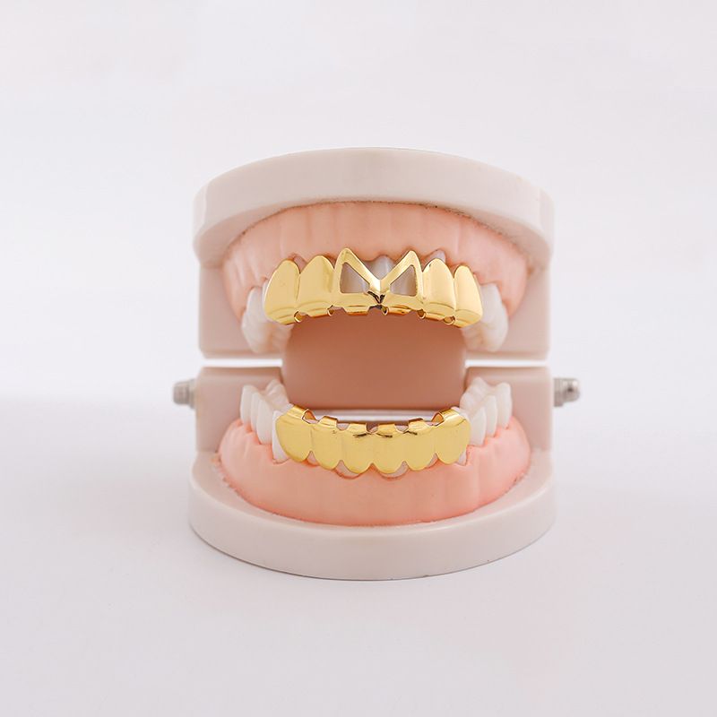 gold teeth silver teeth Bold Black Gold Iced Out Grillz for Hip Hop