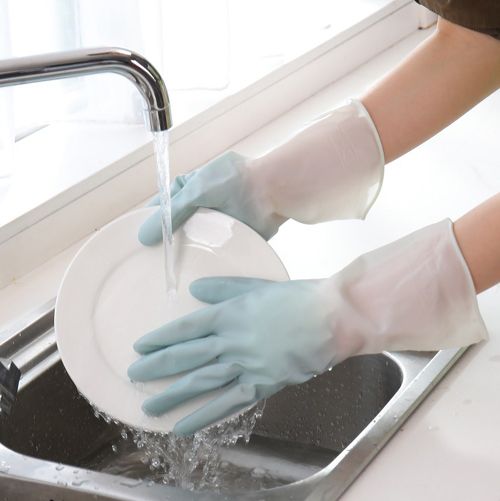 Kitchen cleaning dish washing Tools latex gloves housework Washing household dishwashing waterproof antiskid Silicone Scrubber durable protective rubber Gloves Beef tendon gloves