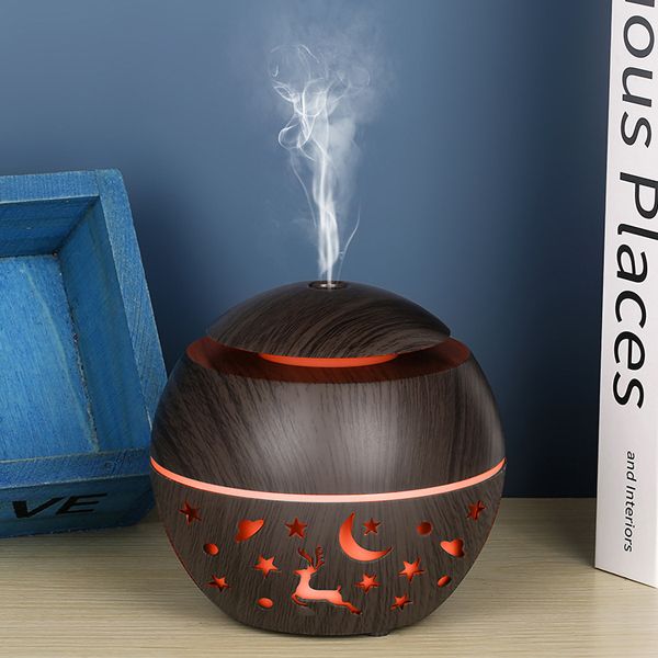 200ML Mini Ultrasonic Air Humidifier Romantic USB Essential Oil diffuser Vehicle Mounted Car Home Mist Maker With LED Backlight Lamp Spray Hollow Mushroom Shaped 7 Color Led Light Air Humidifier