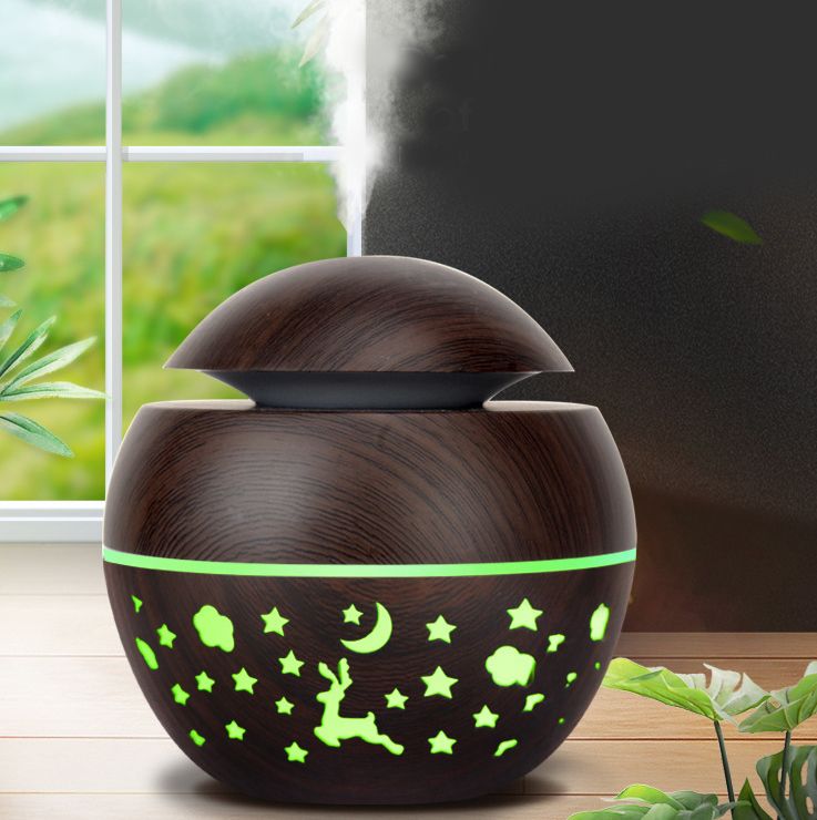 200ML Mini Ultrasonic Air Humidifier Romantic USB Essential Oil diffuser Vehicle Mounted Car Home Mist Maker With LED Backlight Lamp Spray Hollow Mushroom Shaped 7 Color Led Light Air Humidifier