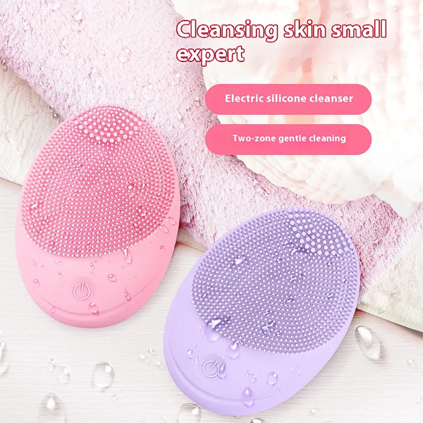 Silicone Facial Cleanser 2 free battery Blackhead Removal Pore Cleaner Exfoliator Massage Skin Care Waterproof Ultrasonic Home Beauty Electric Soft Bristles Face Cleaner machine Deep Cleansing Brush