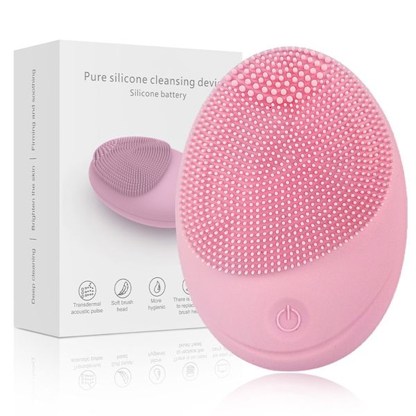 Silicone Facial Cleanser 2 free battery Blackhead Removal Pore Cleaner Exfoliator Massage Skin Care Waterproof Ultrasonic Home Beauty Electric Soft Bristles Face Cleaner machine Deep Cleansing Brush
