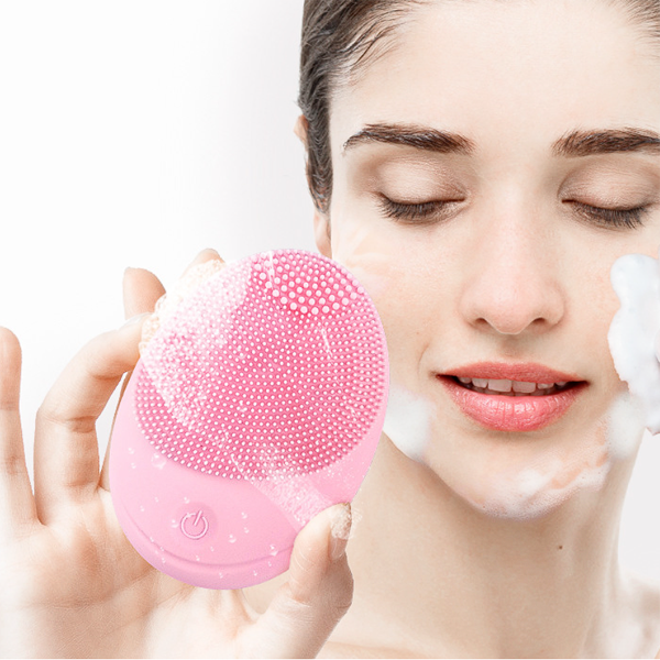 Silicone Facial Cleanser 2 free battery Blackhead Removal Pore Cleaner Exfoliator Massage Skin Care Waterproof Ultrasonic Home Beauty Electric Soft Bristles Face Cleaner machine Deep Cleansing Brush