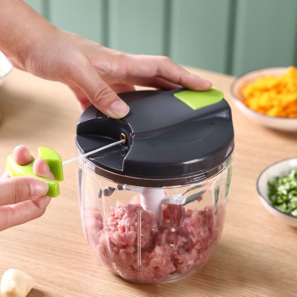 Press Twist Shredder Meat Chilli crusher Grinder Blender machine Mini 2PCS 500ML+900ML Manual Food Processor Vegetable Chopper Hand Crank Garlic Mincer Portable Onion Cutter Fruit Kitchen Accessories