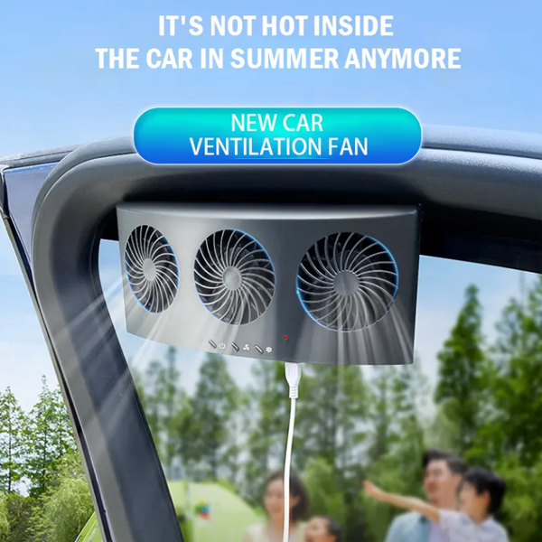 Car Mounted Exhaust Fan 3 Fans 2 Levels Speed Low Noise Good Heat Dissipation USB Powered Car Radiators Fan for All Cars  Summer Cooling Fan Accessories New Style Air Circulation Window Exhaust Fan