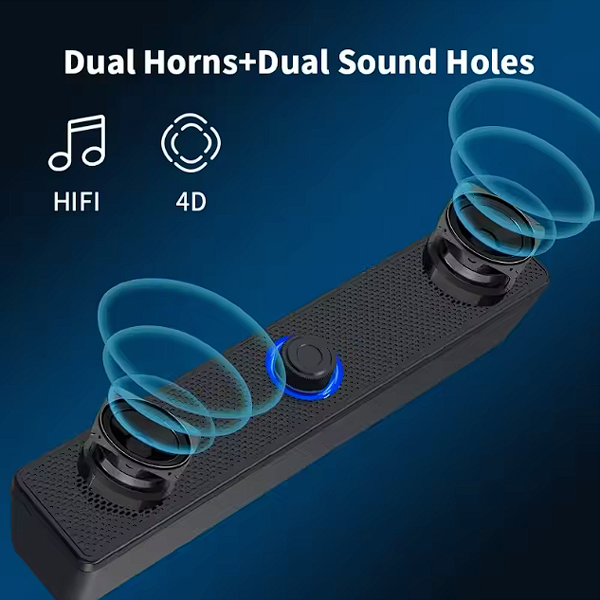 PC Soundbar Wired and Wireless Bluetooth Speaker USB Powered Soundbar for TV Laptop Gaming Home Theater Surround Audio System computer mobile phone music subwoofer portable double speakers