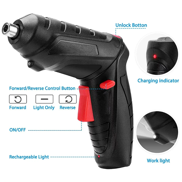 47 Piece in 1 Rotated drilling machine bit 47pcs Electric Drill Cordless Power Tools Set Household Maintenance Repair 1800mAh Lithium Battery Mini Household Screwdriver Impact Drill Driver toolbox