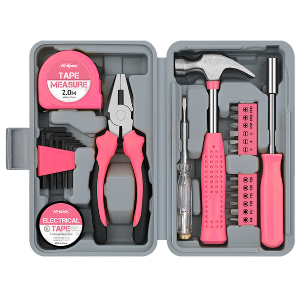 24 in 1 General Household Toolbox Set Tools Inclusive Wire Cutter Voltage Test Pen Electrical Tape Measure Hammer Screwdriver Repair Hardware Hand Home Appliances Bolt Driver Nipper Pliers Tool Kit