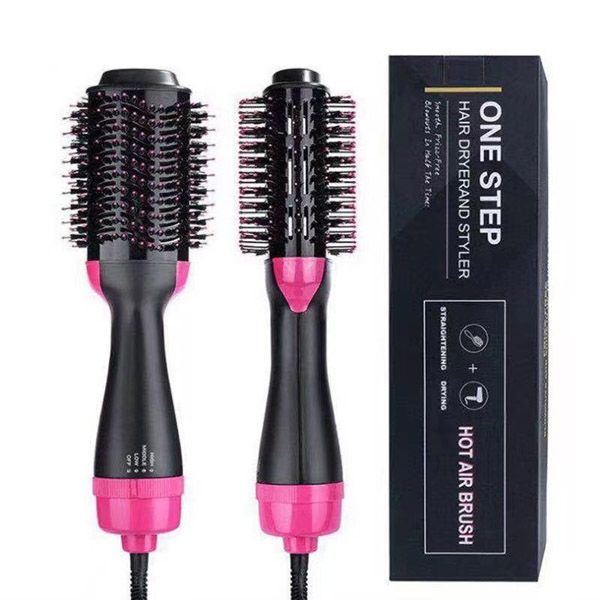 Pro One Step 3 in 1 Hot Comb Straightener Electric Hair Curler Wet Dry Use Hair Dryer Hot Hair Flat Irons  Heating Comb Rotating Rollers Straight Curling Dual-Use Straightening Brush Hair Styling Tool