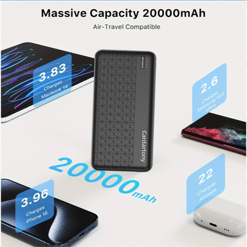 A2 20000mAh mobile power bank, lithium polymer battery cell, Micro USB+Type-C， Compatible with mainstream devices,