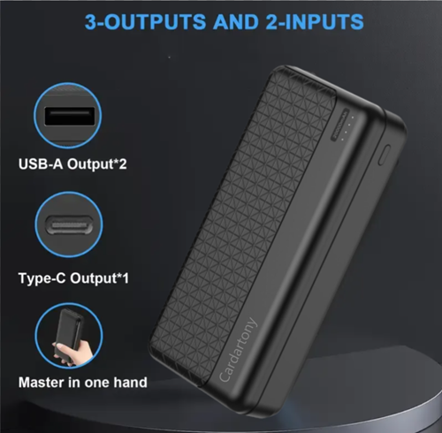 A2 20000mAh mobile power bank, lithium polymer battery cell, Micro USB+Type-C， Compatible with mainstream devices,