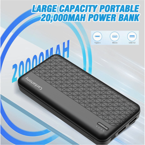 A2 20000mAh mobile power bank, lithium polymer battery cell, Micro USB+Type-C， Compatible with mainstream devices,