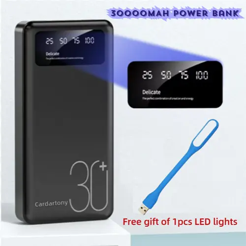 A3 30000mAh portable power bank, Micro USB+Type-C， Ultra large capacity lithium polymer battery cells, essential energy storage for accompanying use