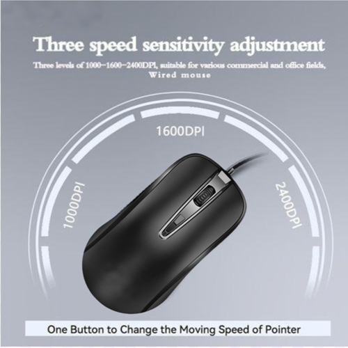 Cardartony cable M2 mouse, suitable for personal computers, laptops, laptops, business travel necessary,3-speed DPI adjustable