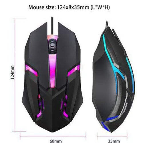 Cardartony X1 USB Wired Mouse Colorful LED Mice Optical Wired Gamer Mouse For Desktop Laptop PC Computer,3-speed DPI adjustable,Super long standby time