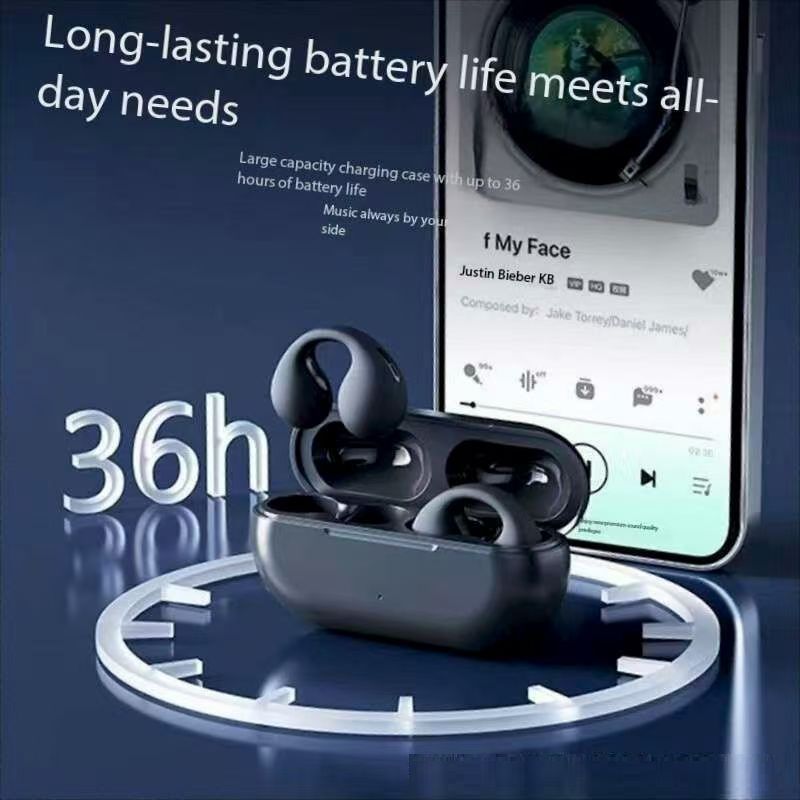 New Update Bluetooth Earphones Running Wireless Earbuds Ear-Clip TWS HiFi True Wireless Stereos Earpods Sports Headset Bone Conduction With Power Bank For All Phones