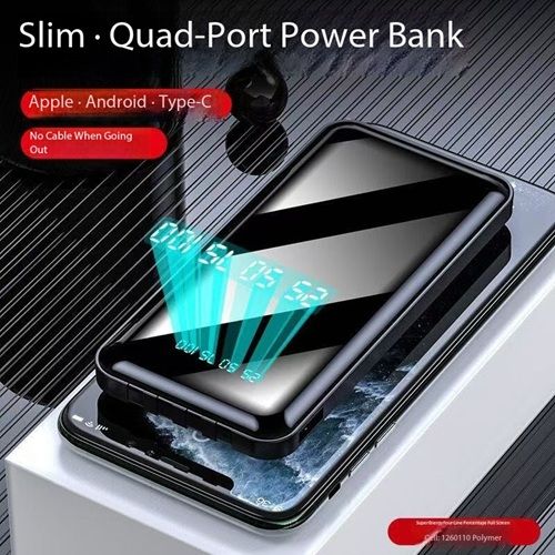 20000mAh Light Beam Power Bank with Fast Charging, Built-in Cables & LED Display portable charde, charger cell phone, Bluetooth headset and other mobile electronic products