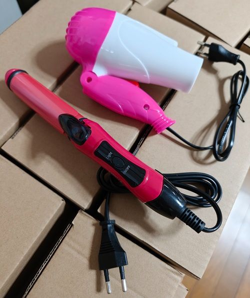 Fashionable Foldable hand hair dryer with 2-in-1 straightener and curler，beautiful and the king of high cost performance