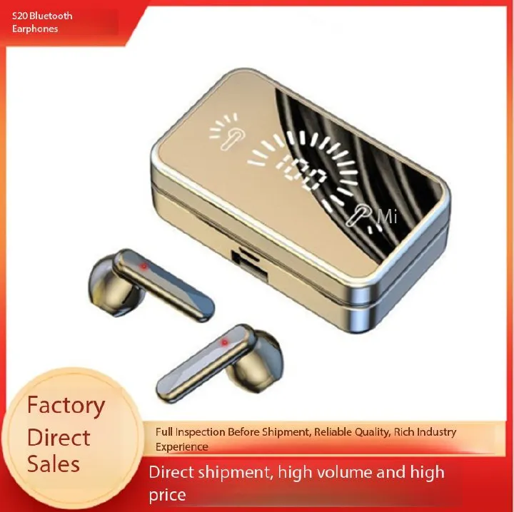 S20 TWS Bluetooth Earphone V5.0 EarpodsLED Display Wireless Earphones With Microphone 9D Stereo Sports Waterproof Earbuds Headsets