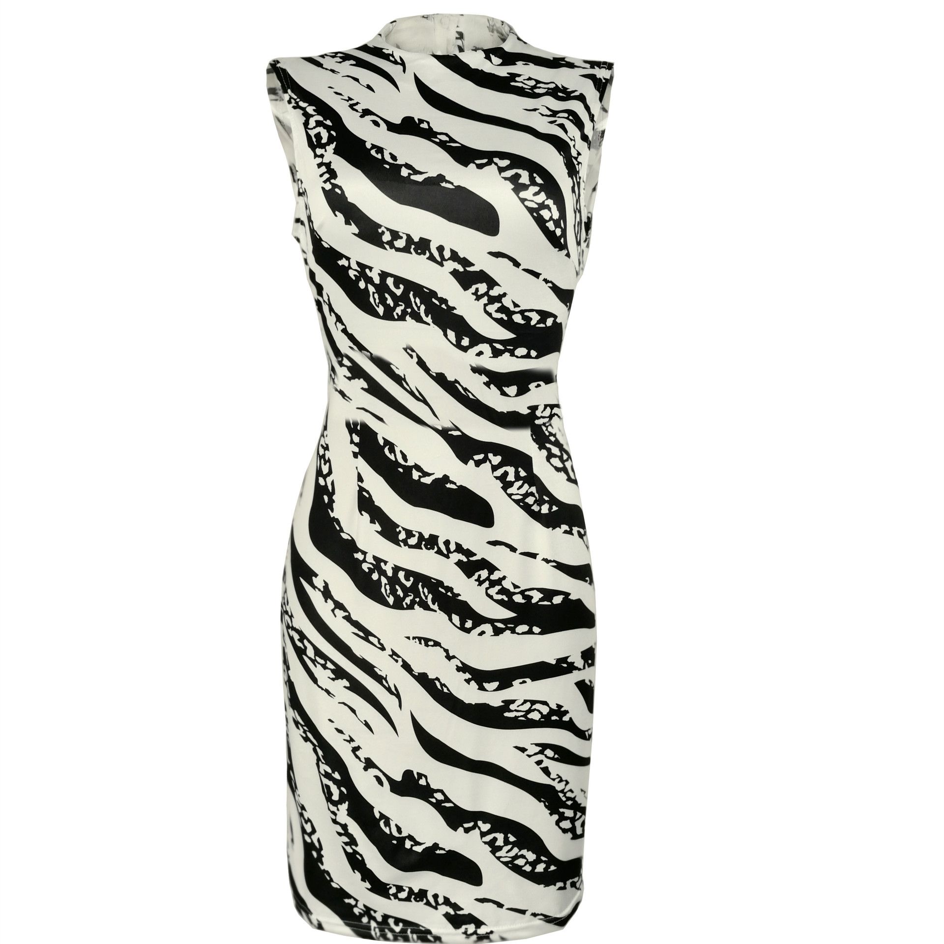 New stylish and casual, breathable and thin sleeveless dress with zebra pattern print for summer 2025, suitable for parties and in a short style.