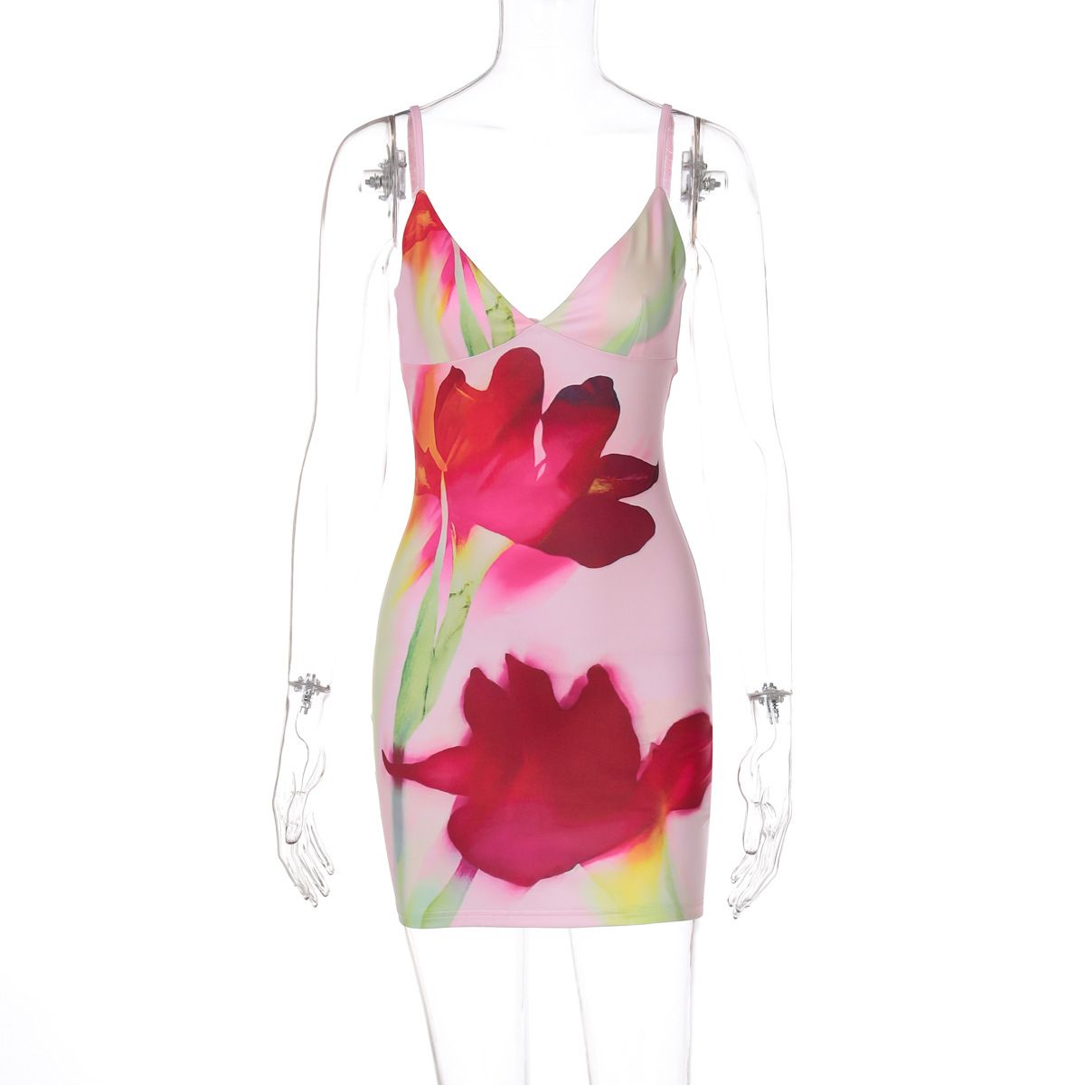 New casual, lightweight, breathable, form-fitting halter-style printed sleeveless backless hip-hugging short dress for summer 2025, suitable for parties, clubs and the street.