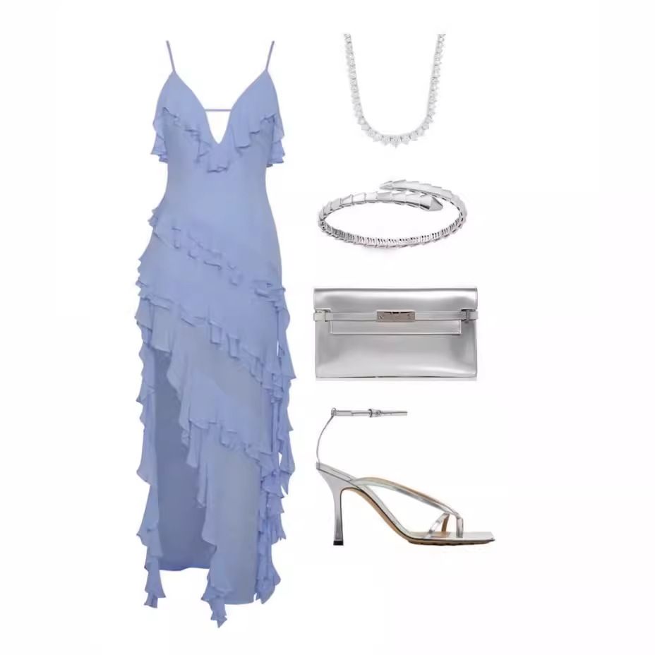 Summer new women's dress fashion temperament solid color V-neck sling halter irregular long dress suitable for leisure party dinner guests dress.