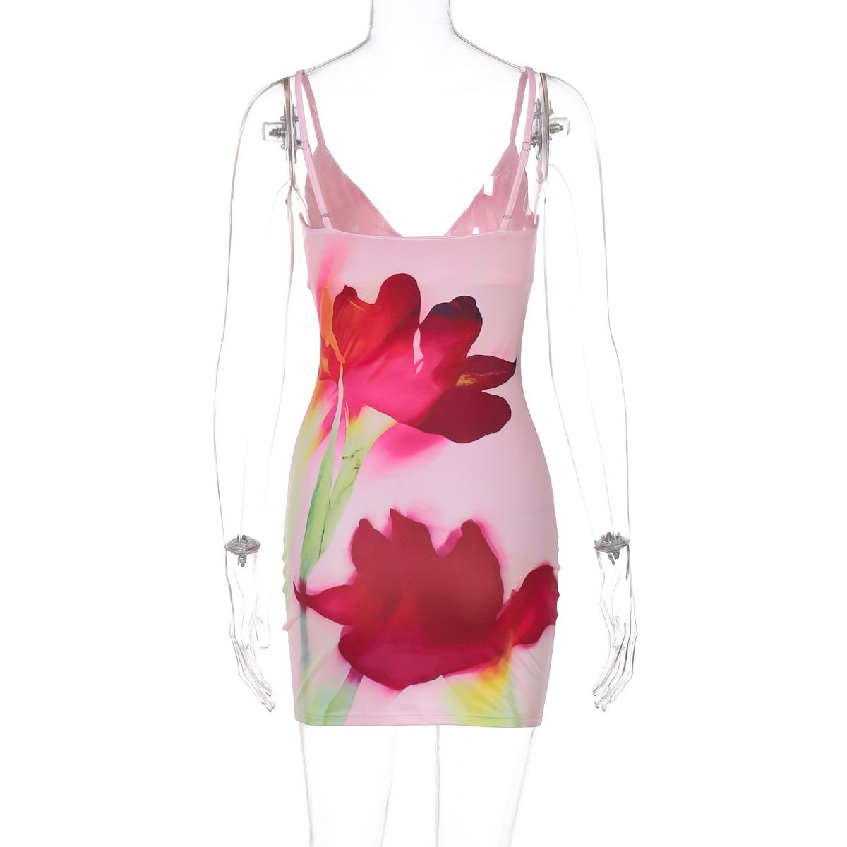 New casual, lightweight, breathable, form-fitting halter-style printed sleeveless backless hip-hugging short dress for summer 2025, suitable for parties, clubs and the street.