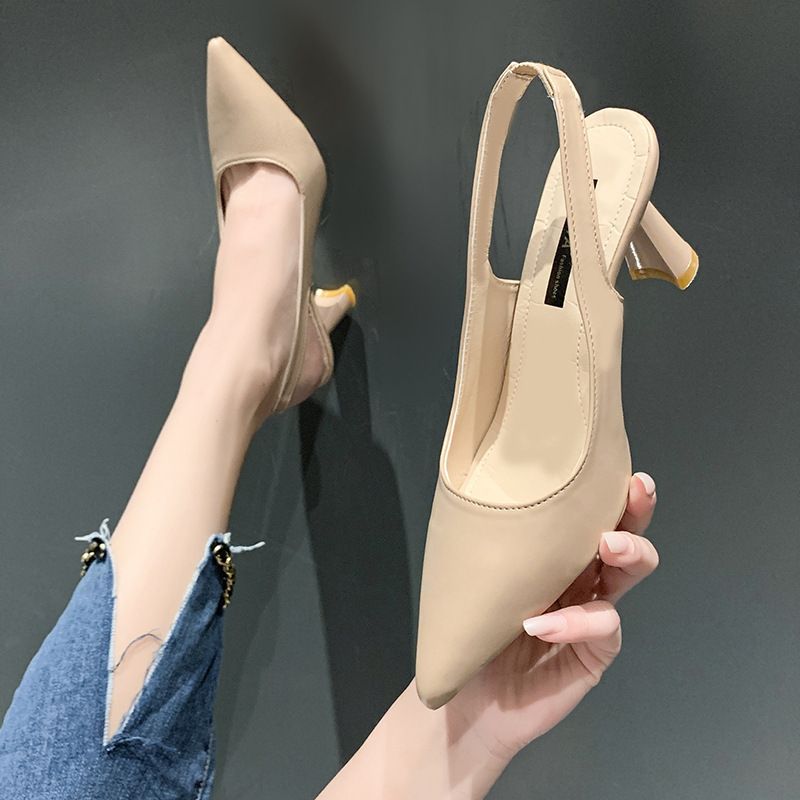 New women's shoes in summer fashion stiletto sandals with pointed closed toes and empty back shoes are suitable for office commuting.