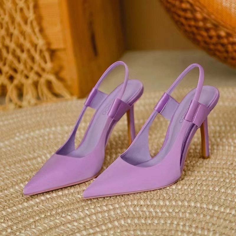 Summer new women's shoes high-heeled sandals fashion pointed solid color Baotou empty stilettos casual wear shoes.
