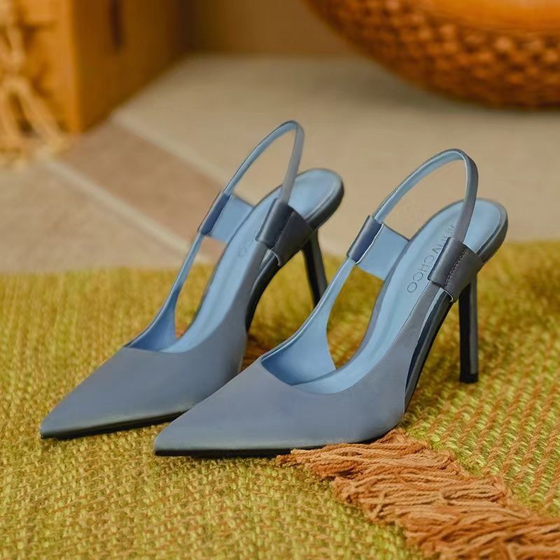 Summer new women's shoes high-heeled sandals fashion pointed solid color Baotou empty stilettos casual wear shoes.