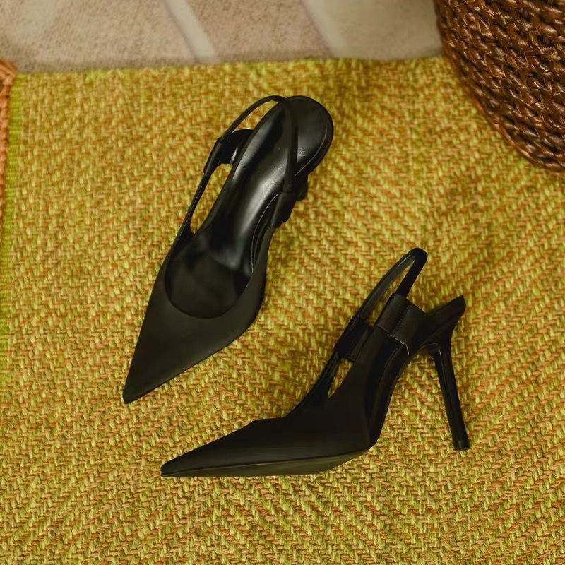 Summer new women's shoes high-heeled sandals fashion pointed solid color Baotou empty stilettos casual wear shoes.