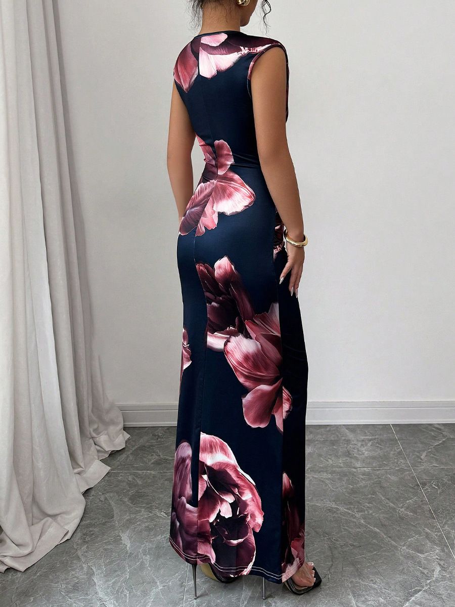 New women's dresses in summer are fashionable and elegant. Sleeveless round neck slim hip long dresses are suitable for daily leisure commuting parties.