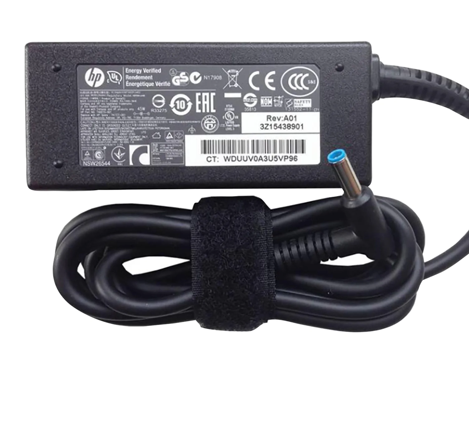 HP BLUE PIN LAPTOP CHARGER USED IN VARIOUS HP LAPTOPS INCLUDING MODELS LIKE HP PROBOOK 11 G2, 840 G3,G5,G6,G7 etc.CARRIES WITH IT AN ADAPTER OF 65W(19.5V,3.33A)AND A DISTINCTIVE 4.5mm X3.0 mm TIP.