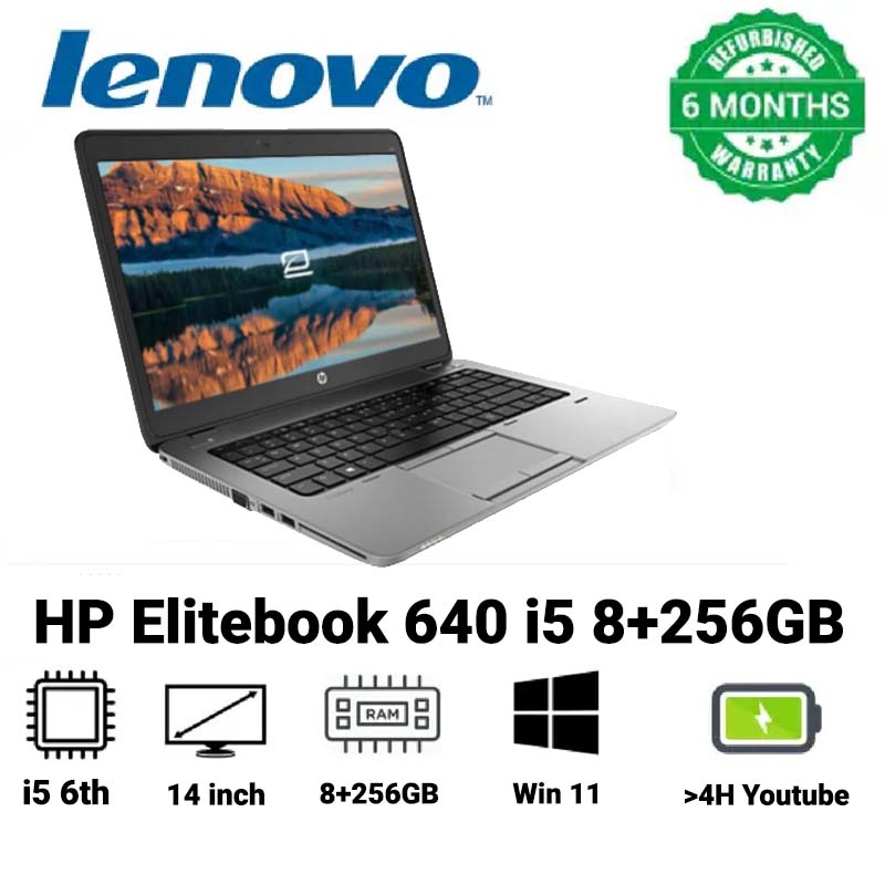 [Core i5+8gb+256gb+14''] Refurbished Hp Elitebook 640 G2 Laptop Intel Core i5 6th Gen 8GB 256GB SSD 14" Backlit Keyboard Notebook Laptop Computer Windows 11 Office