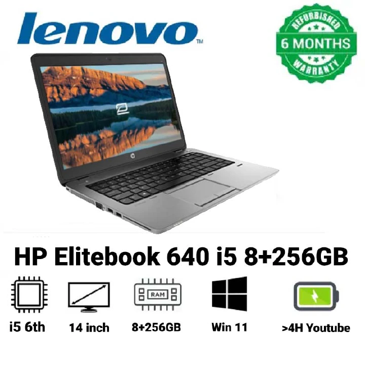 [Core i5+8gb+256gb+14''] Refurbished Hp Elitebook 640 G2 Laptop Intel Core i5 6th Gen 8GB 256GB SSD 14" Backlit Keyboard Notebook Laptop Computer Windows 11 Office